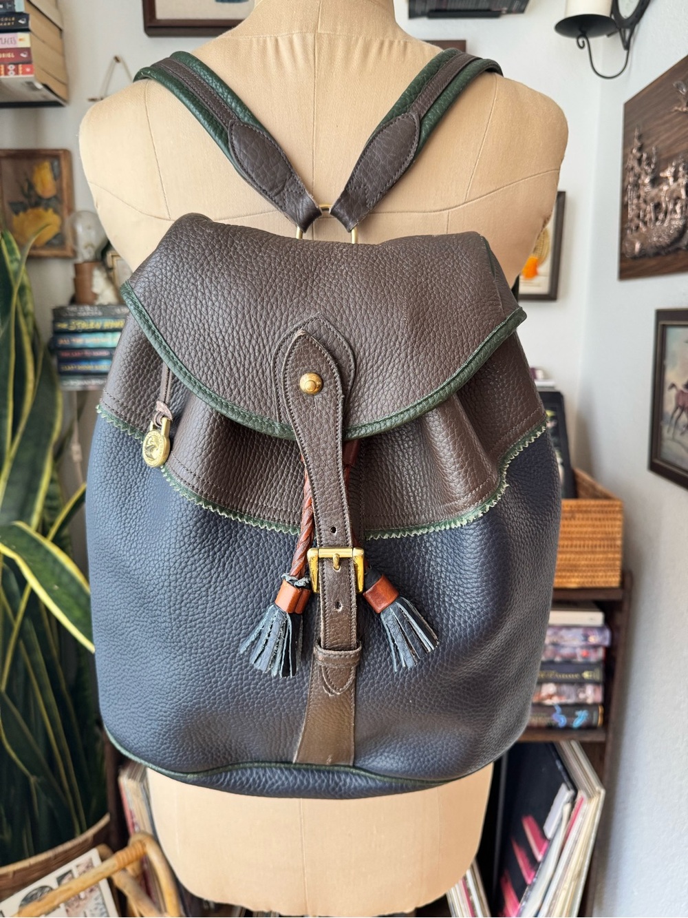 VTG Dooney & Bourke Teton Sherpa Backpack multi colored Leather 1993-1996 Large